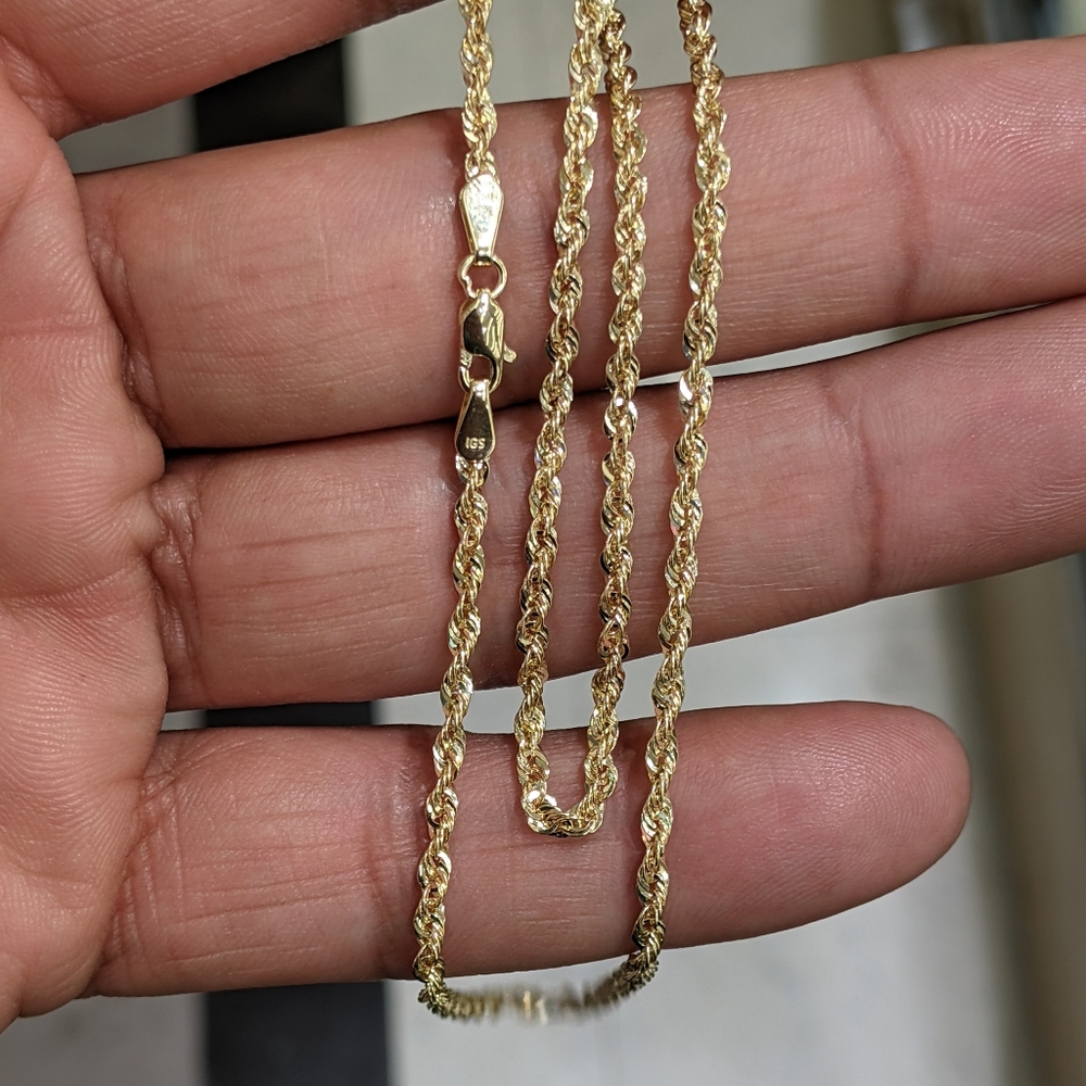 10kt Real Gold Rope Chain 2mm 16 Inches - Picture 4 of 8